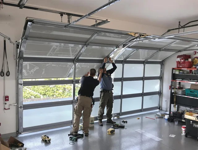 East Los Angeles Garage Door Repair expert performing precise panel replacement on East Los Angeles garage door